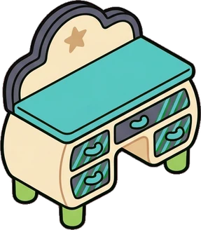 Desks and workbenches, a sticker from the The Monster Family world