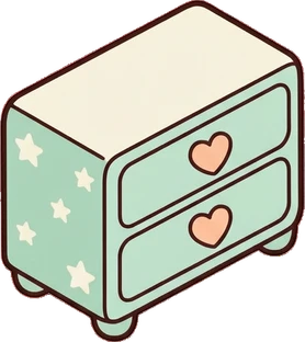 Dressers and low cabinets, a sticker from the The Nursery world