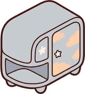 Dressers and low cabinets, a sticker from the The Nursery world