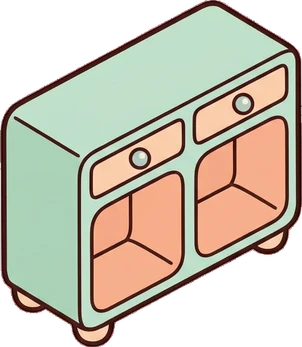 Dressers and low cabinets, a sticker from the The Nursery world
