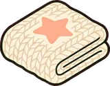 Cushions and blankets, a sticker from the The Nursery world