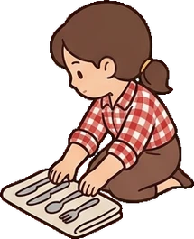 People crouching, a sticker from the The Pizzeria world