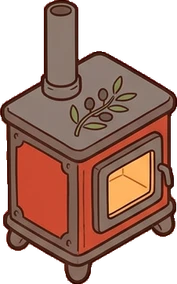 Fireplaces and stoves, a sticker from the The Pizzeria world