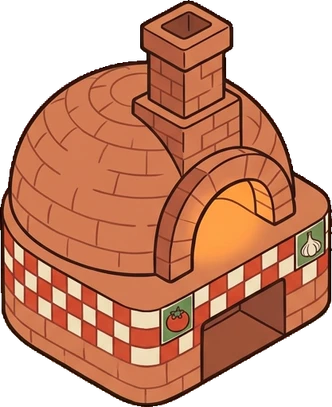 Fireplaces and stoves, a sticker from the The Pizzeria world