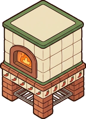 Fireplaces and stoves, a sticker from the The Pizzeria world