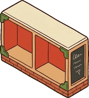 Dressers and low cabinets, a sticker from the The Pizzeria world