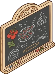 Signboards and chalkboards, a sticker from the The Pizzeria world