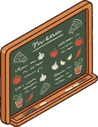 Signboards and chalkboards, a sticker from the The Pizzeria world