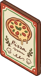 Signboards and chalkboards, a sticker from the The Pizzeria world