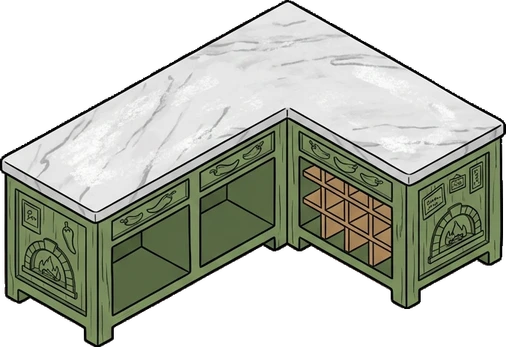 Desks and workbenches, a sticker from the The Pizzeria world