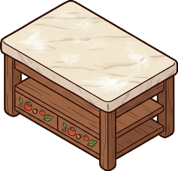 Desks and workbenches, a sticker from the The Pizzeria world