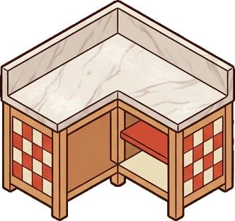 Desks and workbenches, a sticker from the The Pizzeria world
