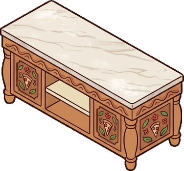 Desks and workbenches, a sticker from the The Pizzeria world
