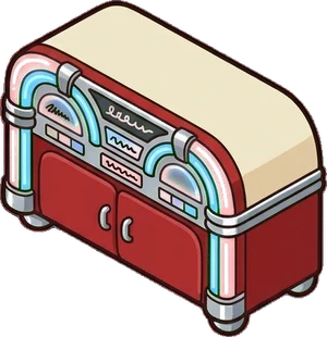 Dressers and low cabinets, a sticker from the The Diner world