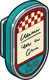 Signboards and chalkboards, a sticker from the The Diner world