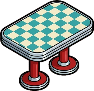 Desks and workbenches, a sticker from the The Diner world