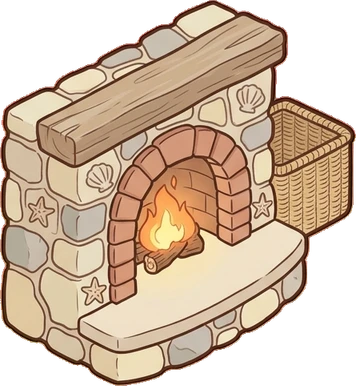 Fireplaces and stoves, a sticker from the Seaside Cottage world