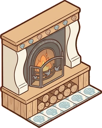 Fireplaces and stoves, a sticker from the Seaside Cottage world