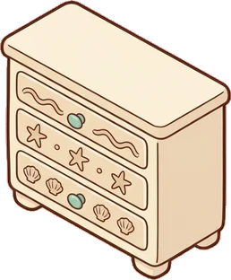 Dressers and low cabinets, a sticker from the Seaside Cottage world