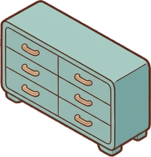 Dressers and low cabinets, a sticker from the Seaside Cottage world
