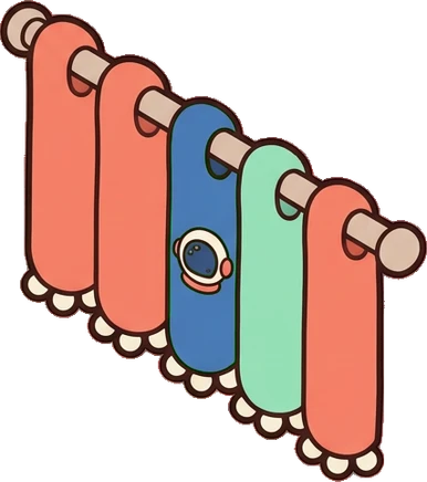 Curtains, a sticker from the Space Cabin world