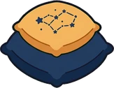 Cushions and blankets, a sticker from the Space Cabin world