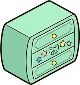 Dressers and low cabinets, a sticker from the The Unicorn Stable world