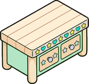 Desks and workbenches, a sticker from the The Unicorn Stable world