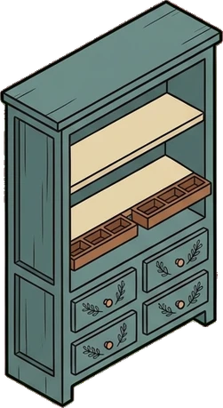 Bookcases, a sticker from the Witch Workshop world