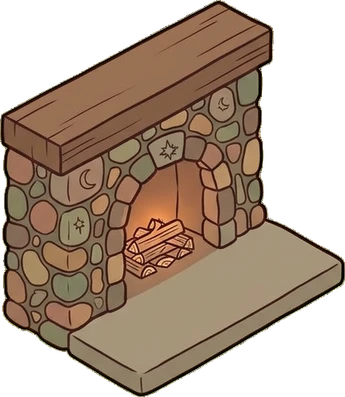 Fireplaces and stoves, a sticker from the Witch Workshop world