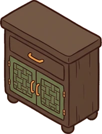 Dressers and low cabinets, a sticker from the Witch Workshop world