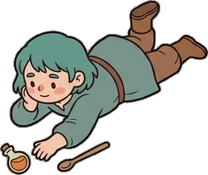 People lying down, a sticker from the Witch Workshop world