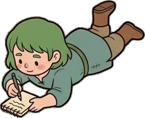People lying down, a sticker from the Witch Workshop world