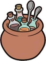 Shelf things, a sticker from the Witch Workshop world