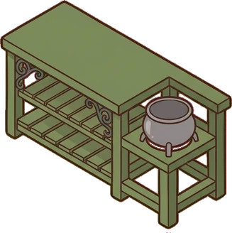 Desks and workbenches, a sticker from the Witch Workshop world