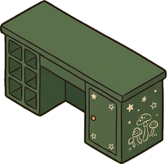 Desks and workbenches, a sticker from the Witch Workshop world