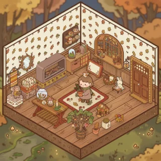 A Autumn Forest corner decorated by a player: 40 stickers