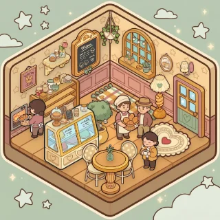 A Bakery Corner corner decorated by a player: 39 stickers