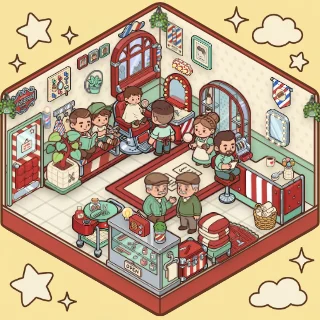 A Barbershop corner decorated by a player: 51 stickers