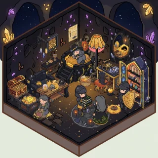 A Dragon's Hoard corner decorated by a player: 35 stickers