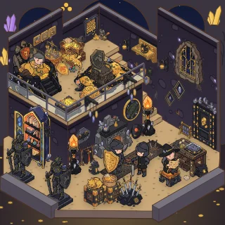 A Dragon's Hoard corner decorated by a player: 62 stickers