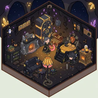 A Dragon's Hoard corner decorated by a player: 31 stickers