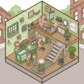 A Flower Shop corner decorated by a player: 47 stickers