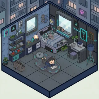 A Gamer's Bedroom corner decorated by a player: 46 stickers