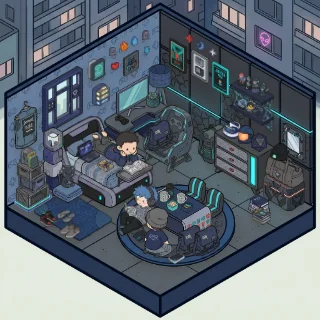 A Gamer's Bedroom corner decorated by a player: 71 stickers