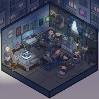 A Gamer's Bedroom corner decorated by a player: 58 stickers