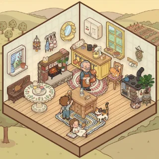 A Grandma's Kitchen corner decorated by a player: 41 stickers