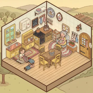 A Grandma's Kitchen corner decorated by a player: 39 stickers