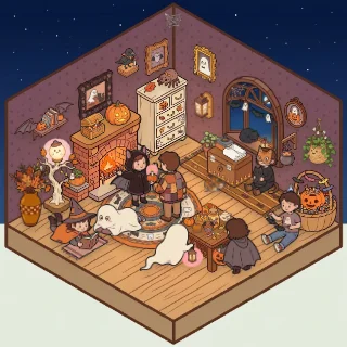 A Halloween Night corner decorated by a player: 49 stickers