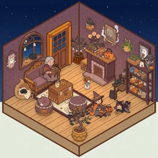 A Halloween Night corner decorated by a player: 44 stickers